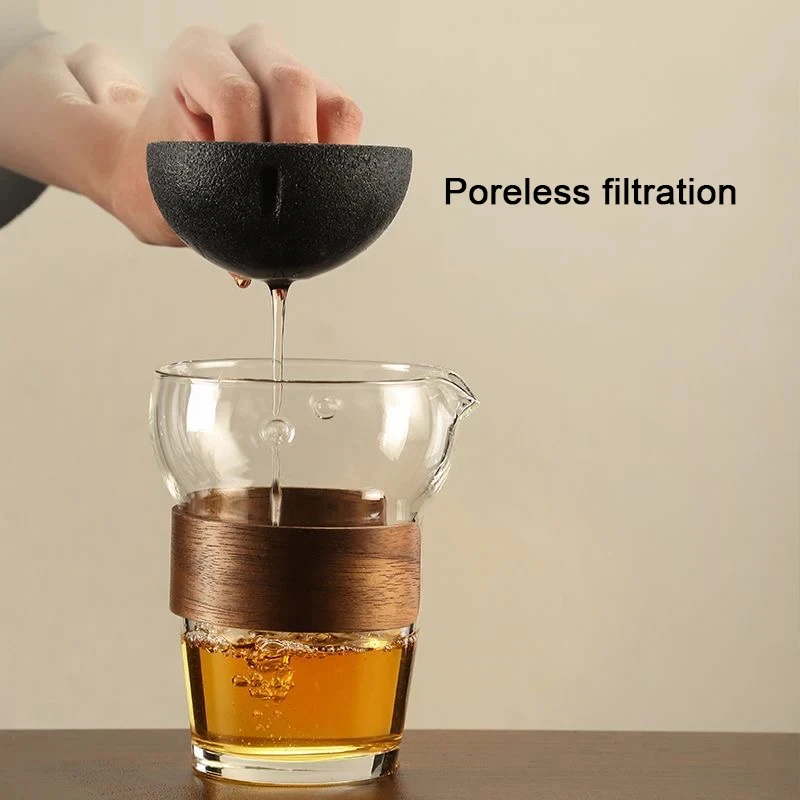 Rotation Glass Tea Maker Infuser Poreless Filtration Teapot Semi-Automatic Teaware for Home Office Travel Gong Fu Tea set
