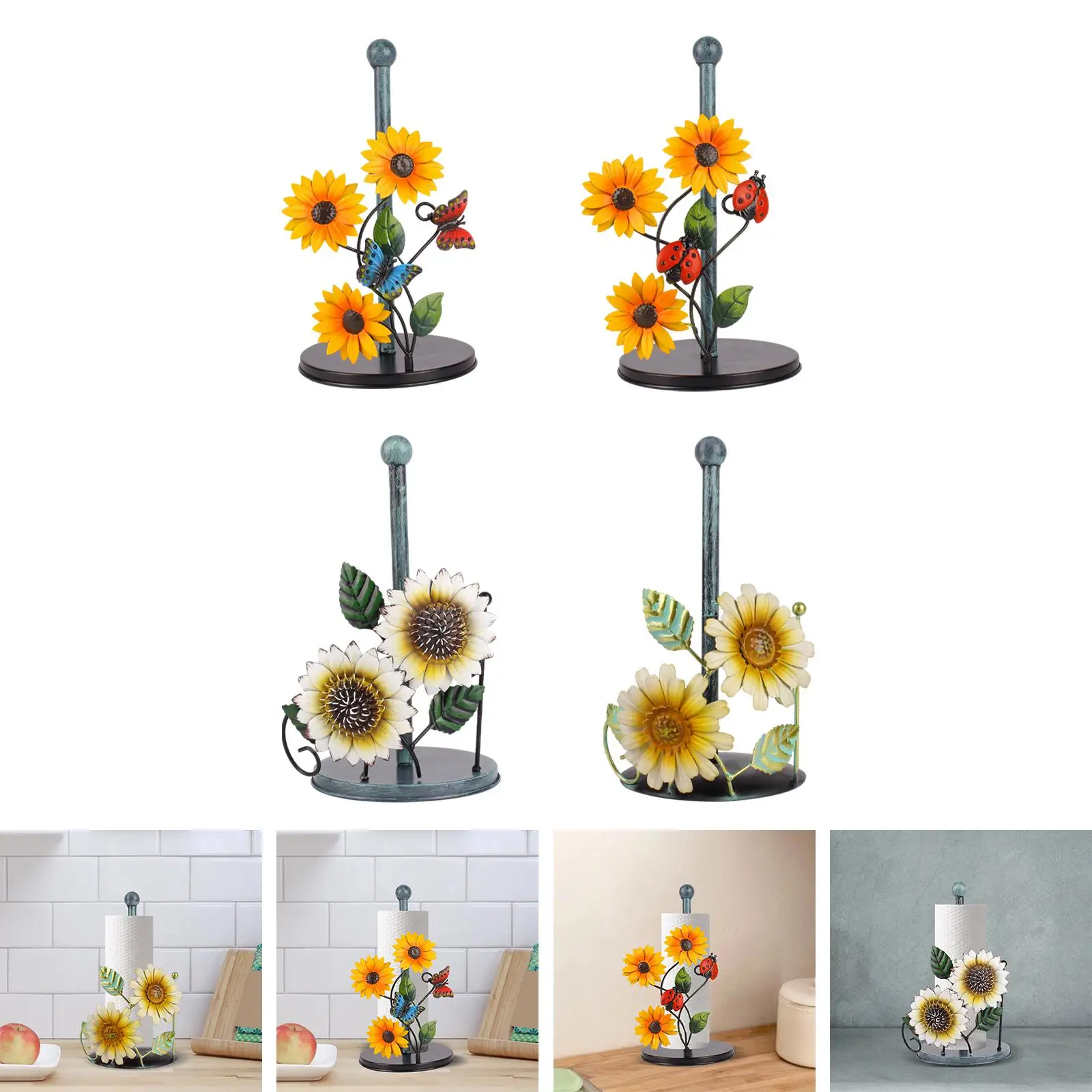 Elegant metal roll holder with sunflowers for the kitchen of the bar