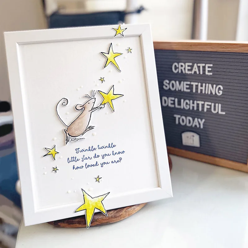 Metal Cutting Dies Clear Stamp Twinkle Little Star Mouse DIY Crafts Card Album Making Scrapbooking Stencil