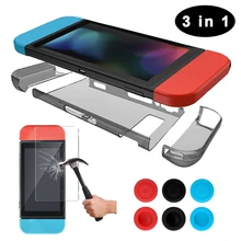 

3in1 Transparent Protective Film Case Joystick Cap for Nintendo Switch Screen Protector Film Seperated Case for Nintendo Switch