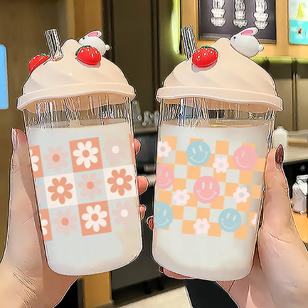 Lucky Flower easy peel waterproof DIY Decals 3D transfers uvdtf crystal stickers 16oz uv dtf cup wraps for Libbey Glasses