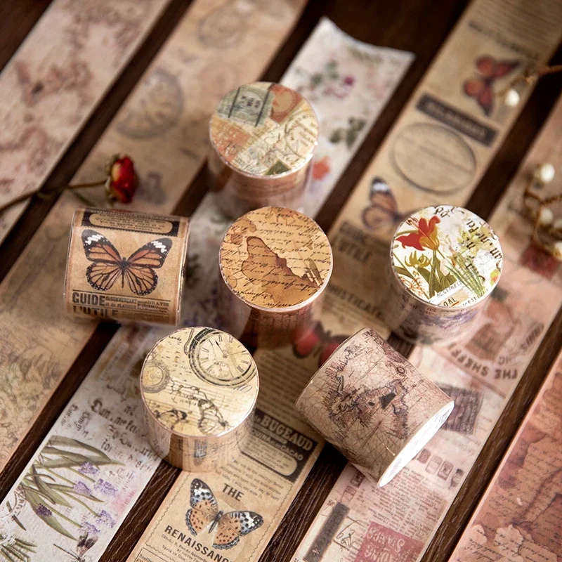 

1 рулон ленты 2 м Ретро Цветочный коллаж Материал печать фона декоративные клеи принадлежности письмо Скрапбукинг 38 мм