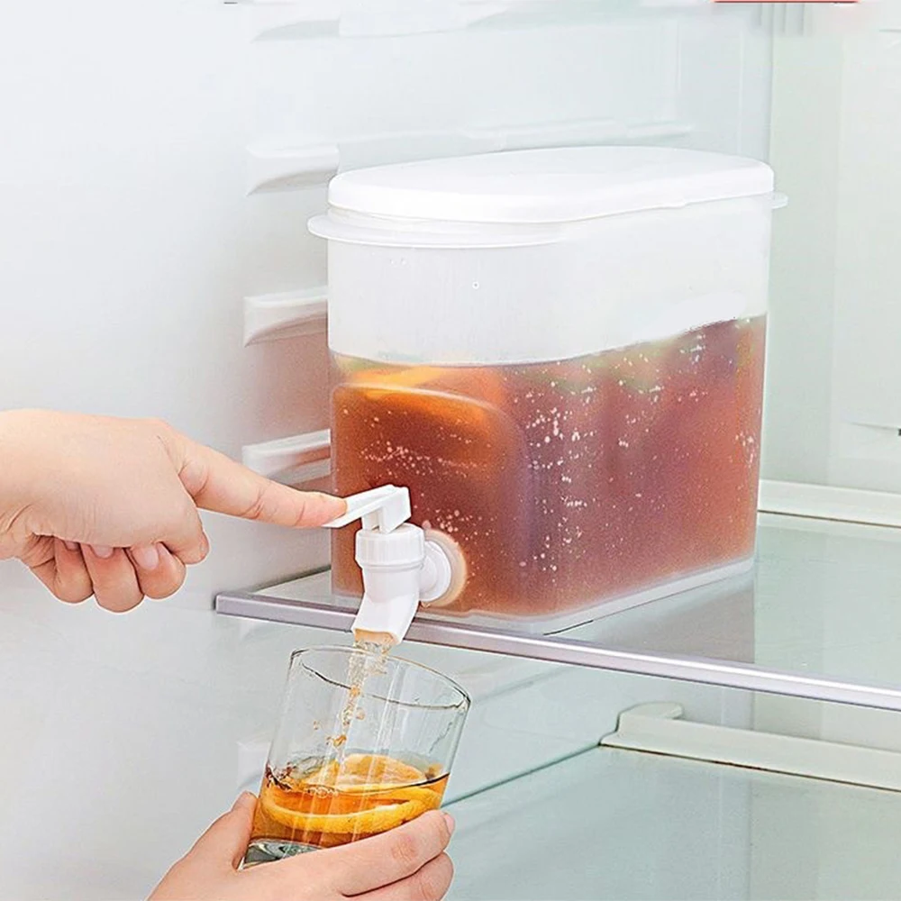 Fridge Kettle Plastic With 2 Spigots Beverage Drink Dispenser Countertop Water Container Iced Juice Dispenser
