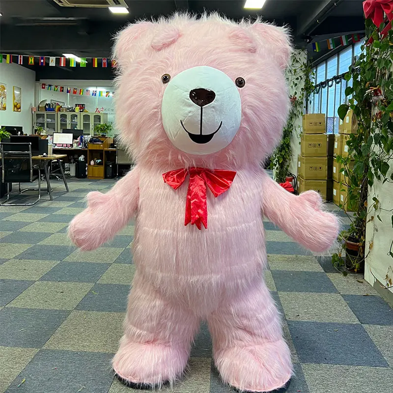 2.6m Giant Inflatable Teddy Bear Costume For Adult Mascot Animal Full Body Halloween Walking Suit Pink Brown Cloth