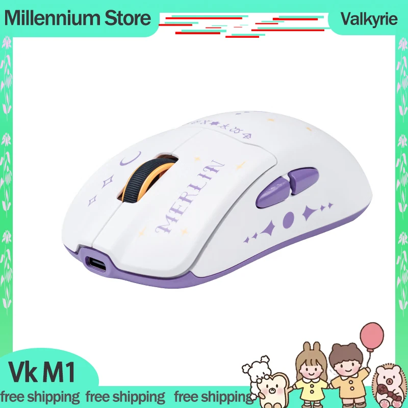 

Valkyrie Vk M1 Gamer Mouse With 4k Charging Base 3 Mode USB/2.4G/Bluetooth Wireless Mouse Paw3395 Lightweight Gaming Mouse Gift