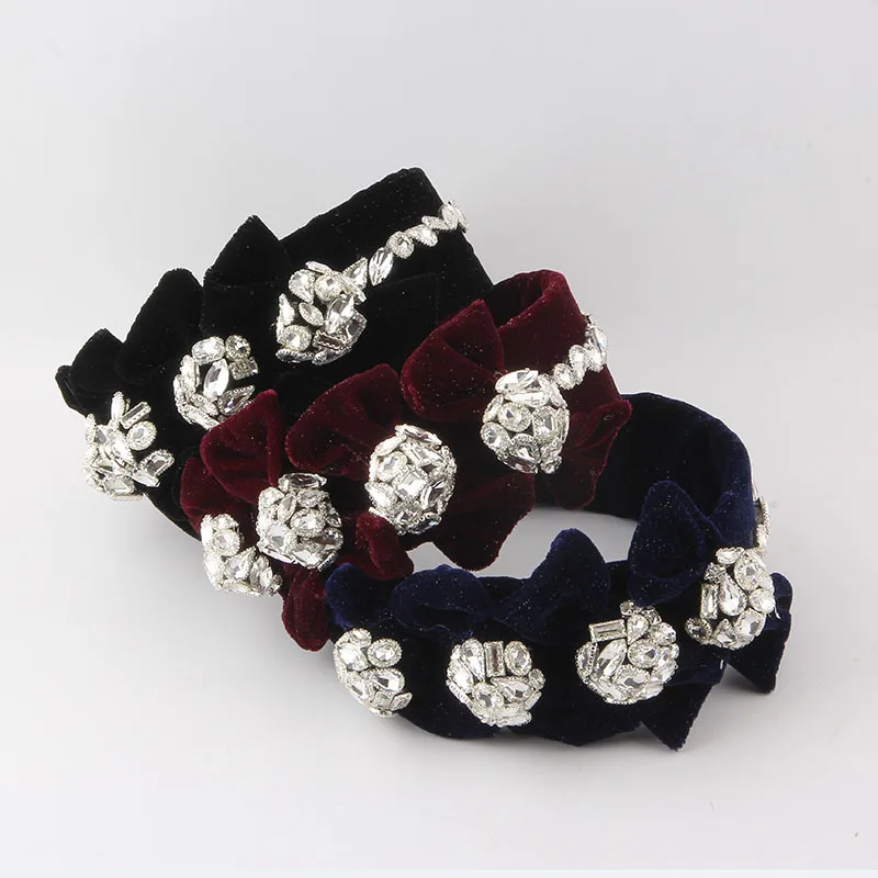 New Fashion European and American Wide-Brimmed Flannel Diamond Ball Headband Luxury Women's Ball Beautiful Barrettes neil diamond beautiful noise 1 cd