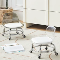 Household Backrest Low Stool with Wheels, Toddler Roller Skating Chair, Stylish Small Chair for Kids' Use Kids’ Rolling 2