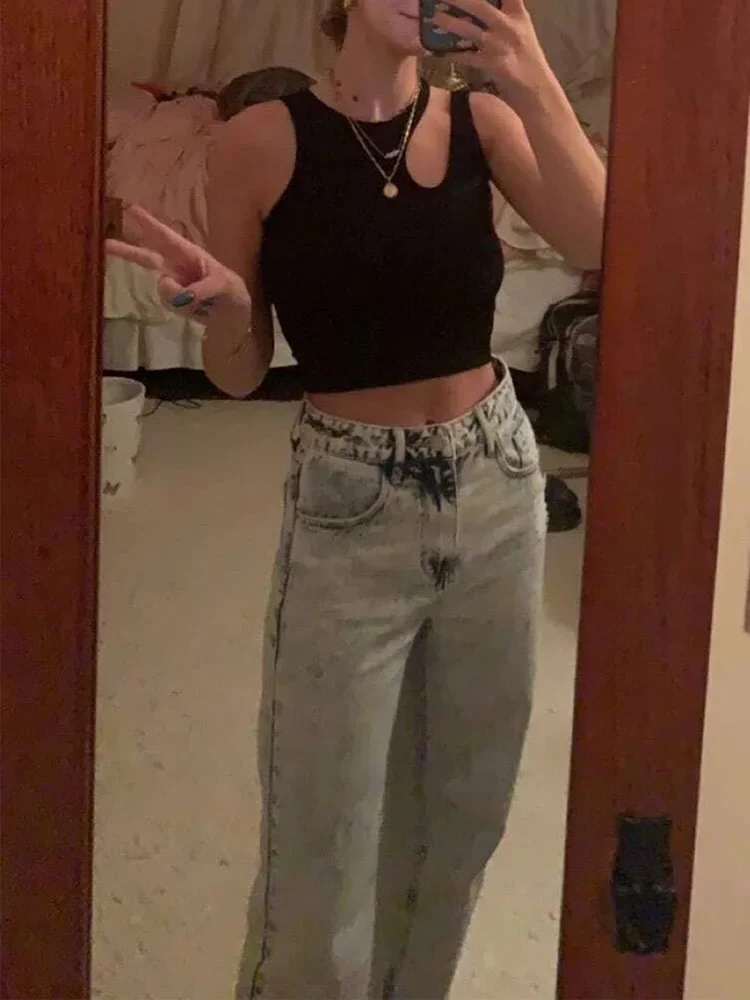 Sexy Rib-knit Tank Top for Women Summer Solid O-neck Sleeveless Crop Tops Street Vintage Korean Fashion Shirt Vest Y2K Clothes - Image 2