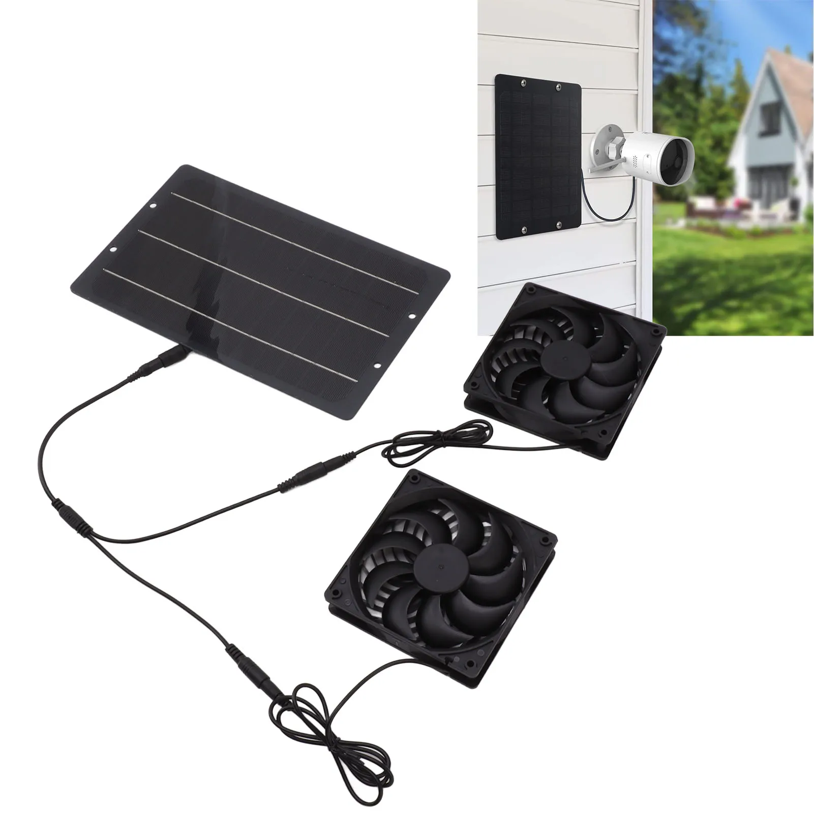 Solar Charger 10W Solar Panel Fan Kit Weatherproof Solar Powered Dual Exhaust Fan Wall Mounted for Chicken Coops Greenhouses Sheds
