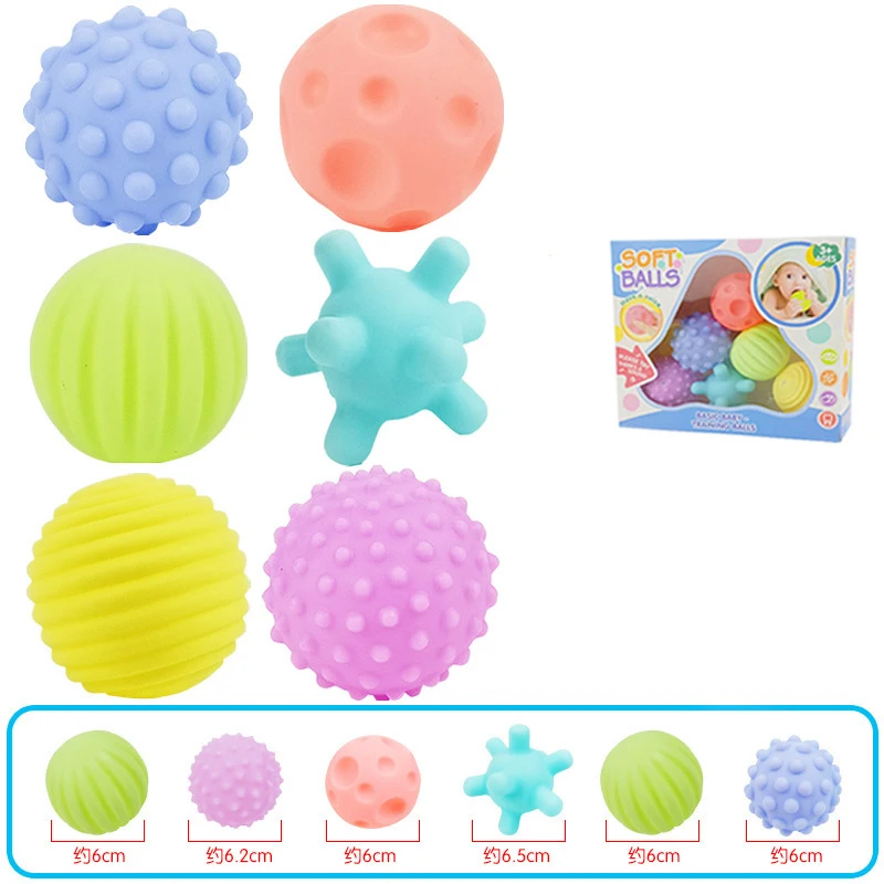 6Pcs Textured Multi Ball Set Develop Tactile Senses Toy Baby Touch Hand Ball