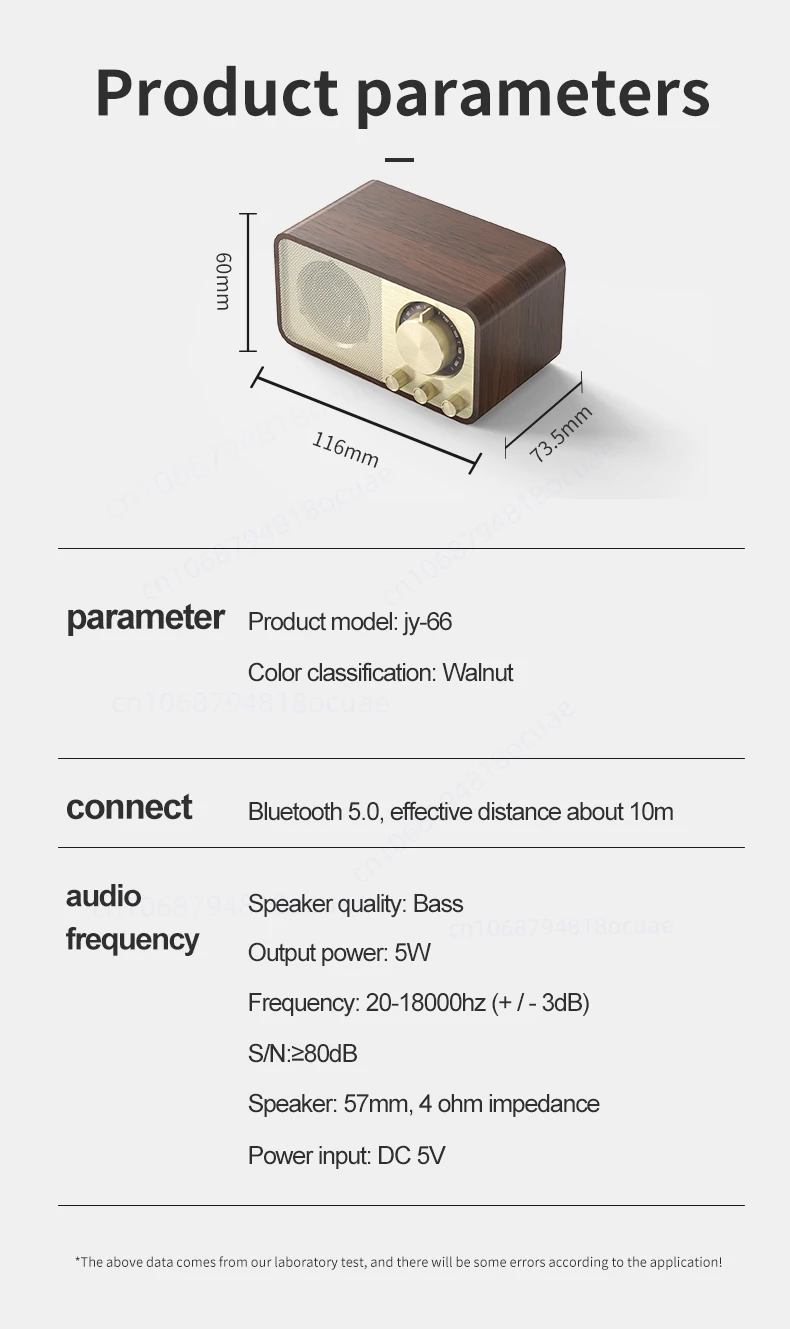 Portable BT 5.0 Super Powerful Retro Bluetooth Speaker Wooden Strong Bass with 1