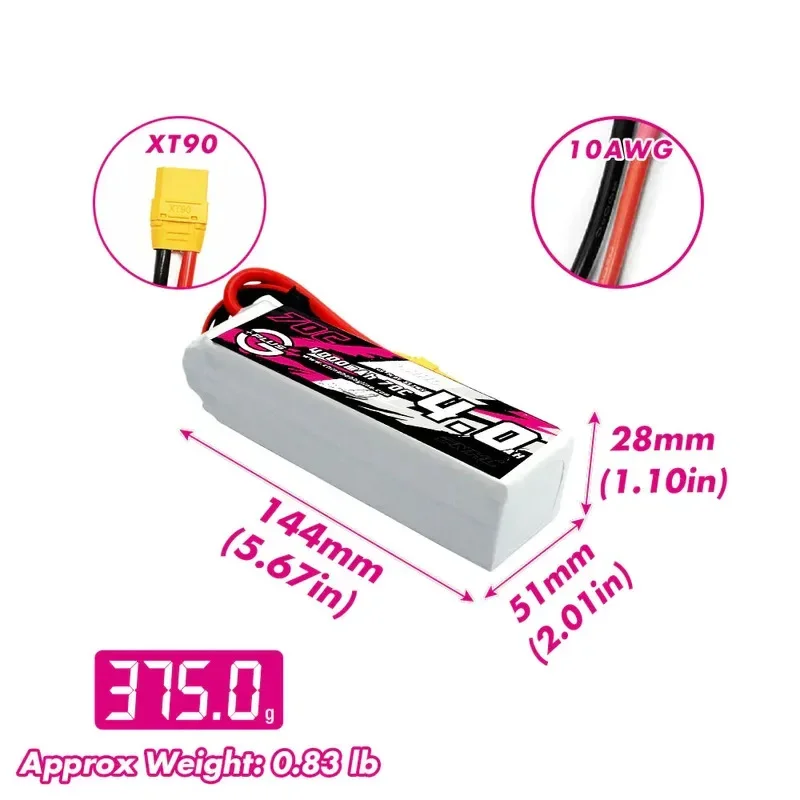 Batterie Lipo CNHL 4000mAh 70C 3S/4S XT90 pour RC