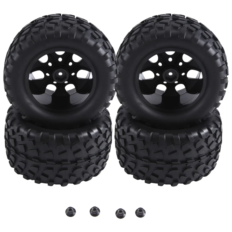 

12Mm Hex RC Wheels And Tires 1/10 Scale RC Truck Tires Wheels For Traxxas Rustler Stampede Hoss 2Wd 4X4 Vxl Tires