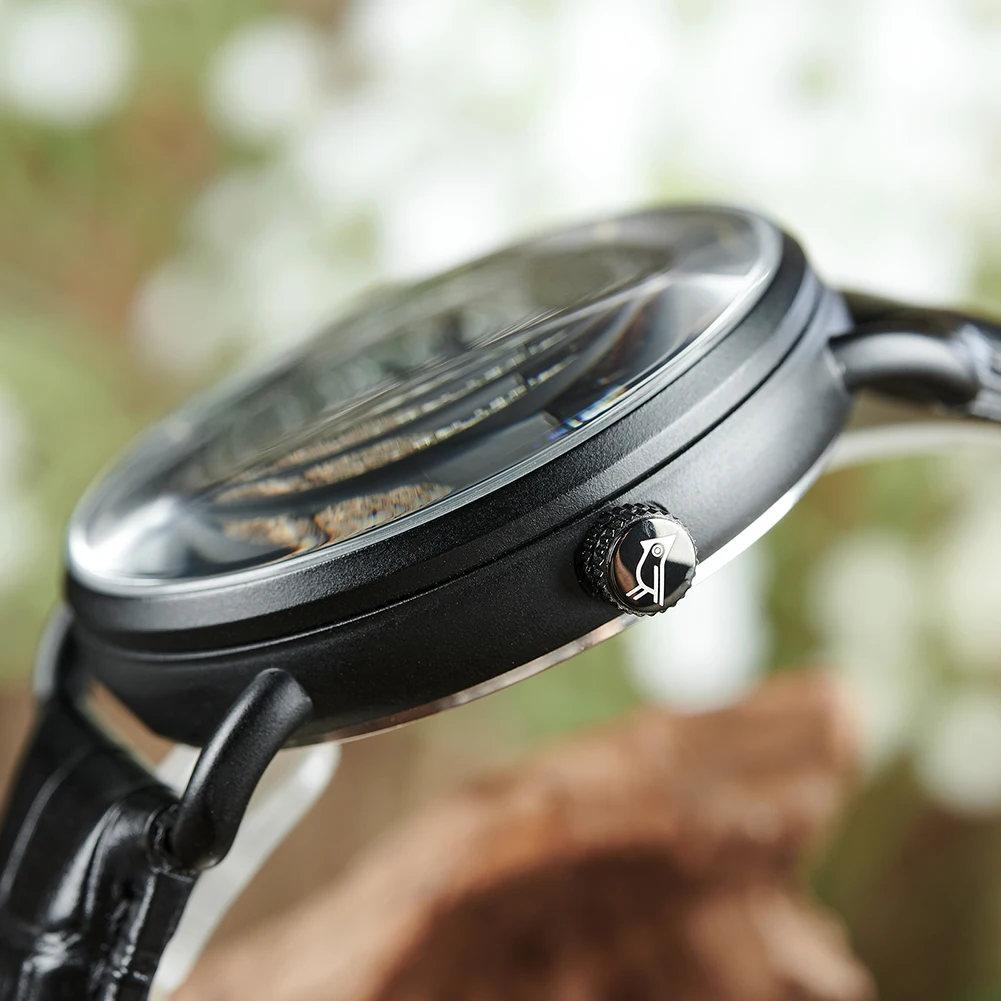 BOBO BIRD Men's Watches,Luminous Display Dial, Genuine Leaf Face,Leather Band Man Wristwatches, Relogio Masculino For Men Custom