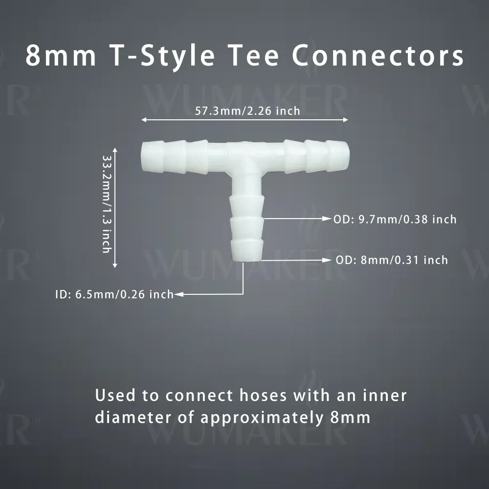T-Style Tee Connectors 5Pcs T-Style Tee Connectors Hose Barb Fitting T Shaped 3 Way Plastic Tubing Joint Air Water Flow Splitter for Garden Irrigation