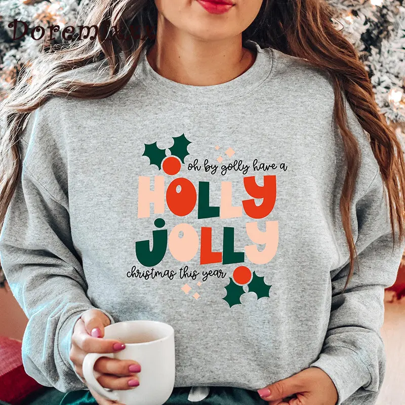

Sweatshirt Women Have A Holly Jolly Christmas Pullovers High Street Unisex Couples Boyfriend Cotton Hoodie Femme Clothing Family