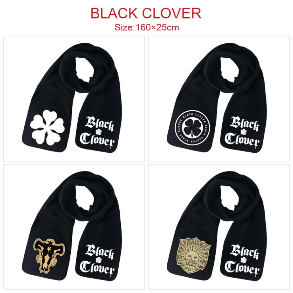 

Black Clover Scarf Anime Plush Cartoon Unisex Teenager Autumn Winter Warm Scarves Cartoon Printing Casual Cosplay Gift