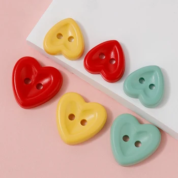 20pcs Cute Macaron Colored Heart Plastic Buttons 4