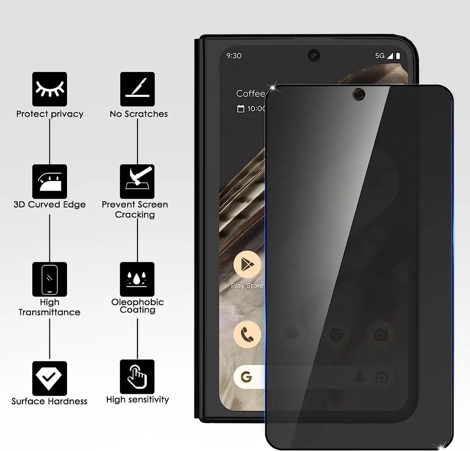 RIVANOO - 2-pack Google Pixel Fold Protezione Per Schermo In Vetro Temperato 0703670476037 - Foto 11