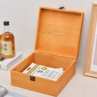 Wooden Storage Box Pine Rectangular Flip Solid Wood Gift Box Handmade Craft CaseWooden Storage Box Pine Rectangular Flip Solid W 2