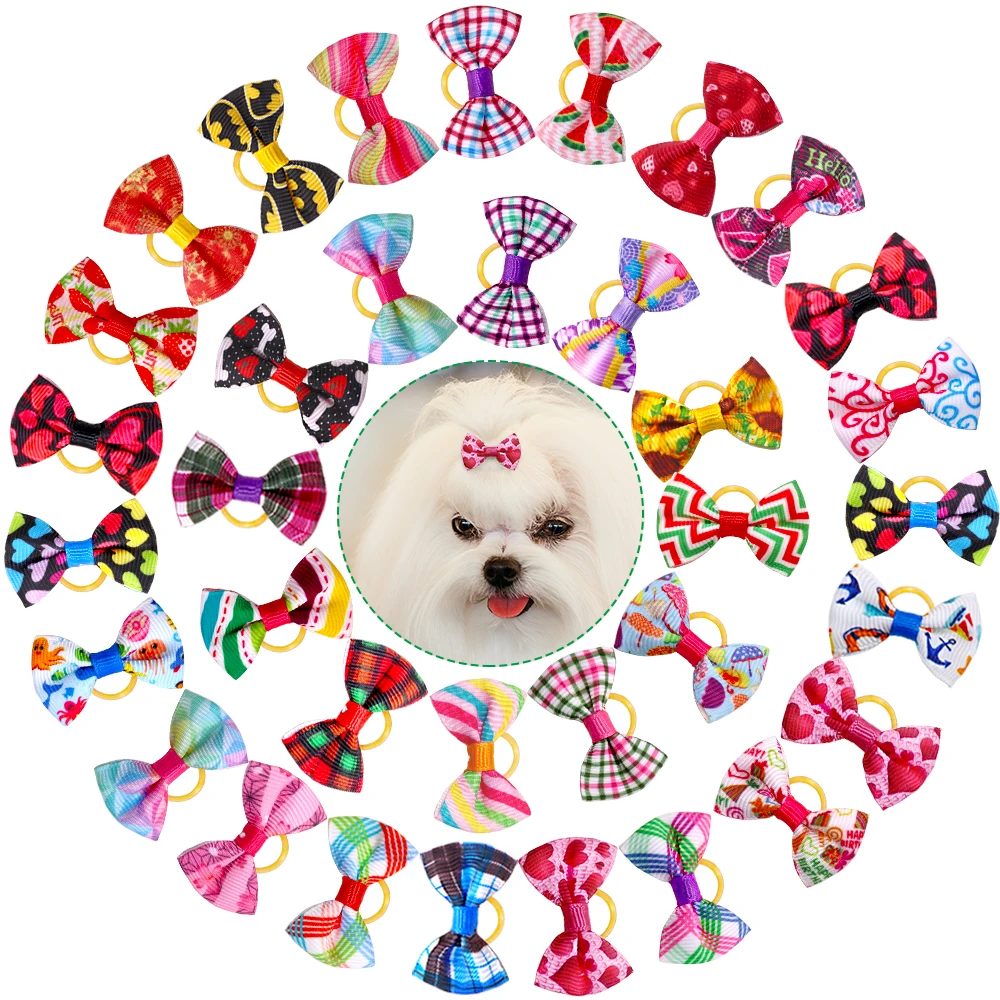 20 Pcs Dog Bows Pet Dog Grooming Accessories Products Handmade