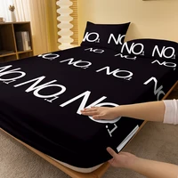 1 Simple modern Letter Geometry printed matte Fitted Sheet, bedroom printed bed cover, bedding (excluding pillowcases) 2