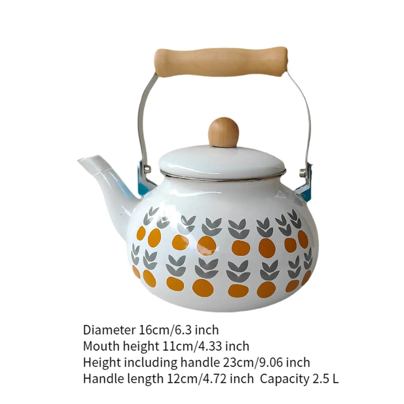Enamel Teapot 2.5L with Handle Coffee Pot for Kitchen Decor Home Restaurant