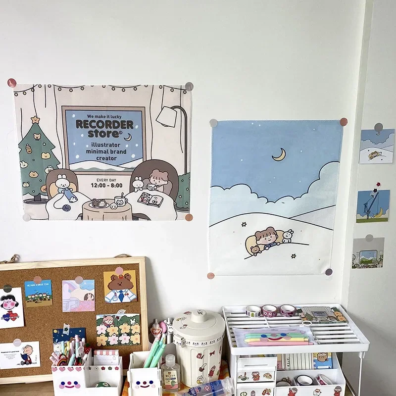 Kawaii Wall Decorating Cloth Tapestry Aesthetic Room Decoration Christmas Upholstery Fabric Wall Tapestry Background Ornament