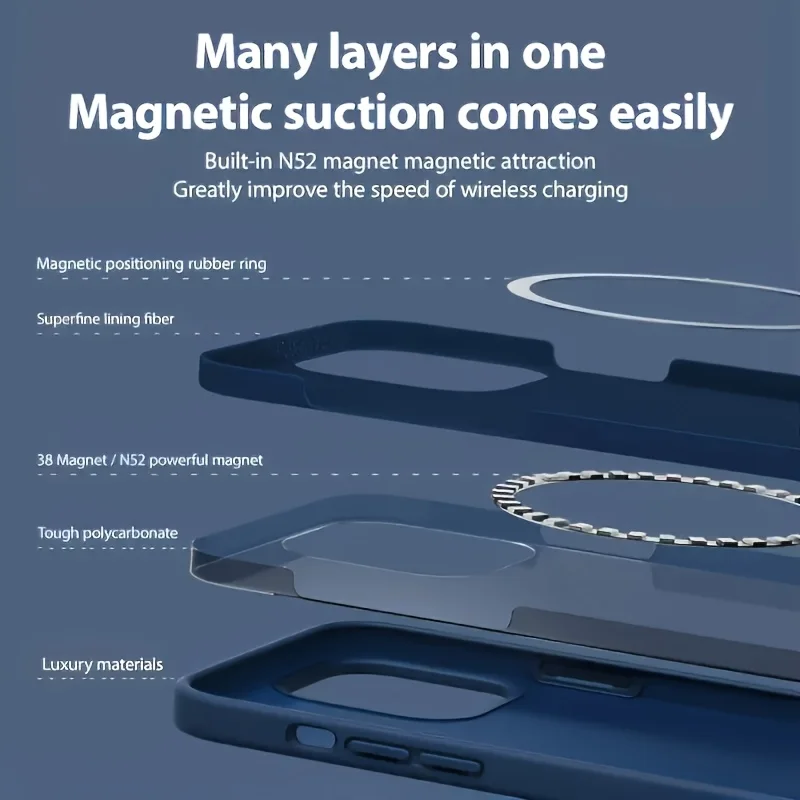 Luxury For Magsafe Wireless Charge Case For Apple iPhone 17 15 12 14 13 16 Pro Max Liquid Silicone Shockproof Protective Cases 6