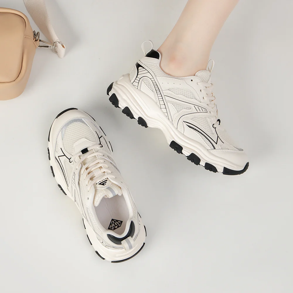 SOMILISS Women Platform Chunky Sneakers Genuine Leather Breathable Mesh Patchwork Comfortable Ladies Fashion Casual Shoes