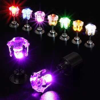 1/2Pcs LED Light Up Ear Stud Earrings Colorful Flashing Zircon Earring Stainless Steel Party Night Bling Ear Ring Studs Jewelry 1