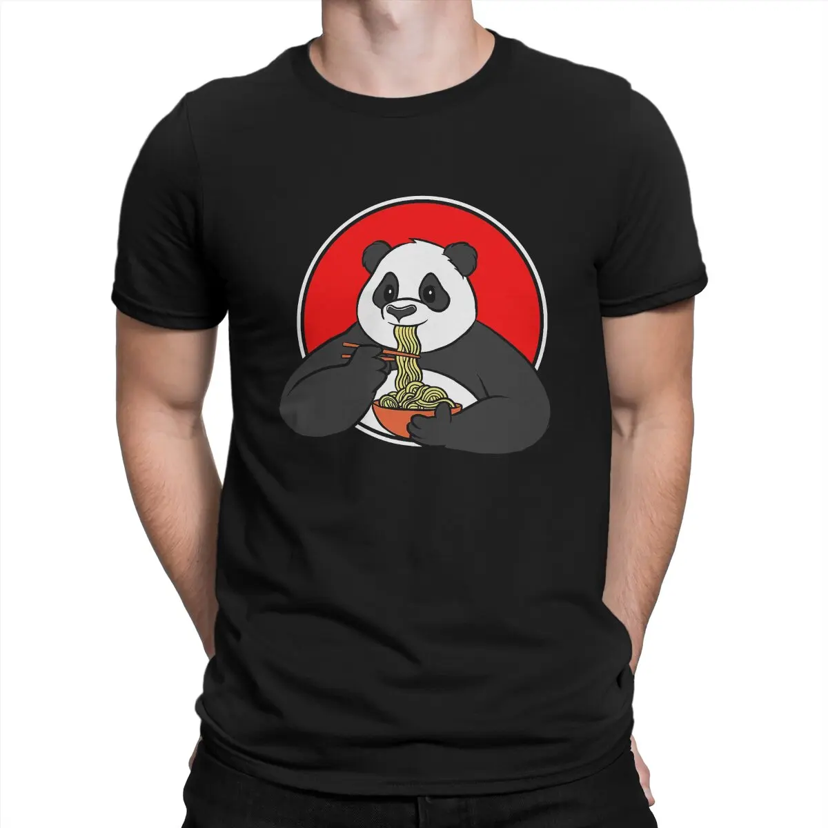 

Men's Ramen Cute Panda Kawaii Anime Japanese T Shirt Kawaii Anime Panda Pure Cotton Tops Novelty Short Sleeve O Neck