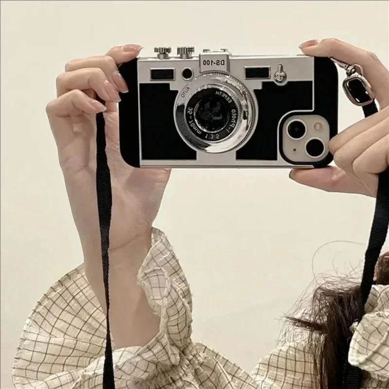 Emily In Paris Retro Camera Leather Sling Phone Case