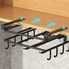 Kitchen Hanging Organizer Rack with Hooks Under Cupboard Paper Towel Rags Hanger Cutting Board Pot Cover Holder Storage Shelf 4
