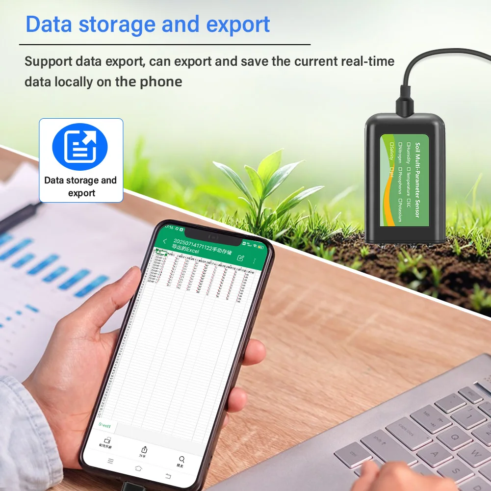 Soil Multi-Parameter Sensor RS485 8-in-1 pH EC Moisture Temperature Salinity NPK