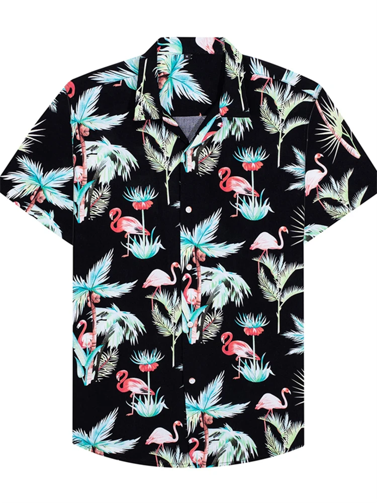 

Летняя повседневная мужская одежда, Гавайские рубашки с 3D-принтом птиц, футболки с коротким рукавом, топы с лацканами, Пляжная рубашка, рубашки высшего качества