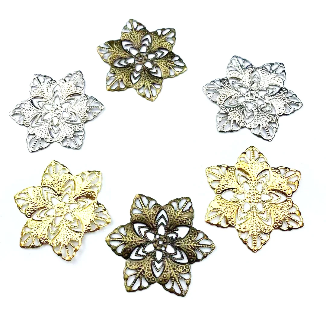 100pcs 금속 중공 장미 꽃 필름 비즈 바느질 코스프레 의상 고대 신부 머리 모자를 쓰고 있죠 가방 의류 장식 DIY