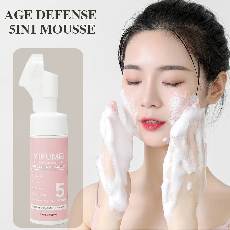 Cleansing mousse 5 in 1 whitening face wash massage brush glow recipe skincare foam cleansing nourishes and cleans skin 150ml facial cleanser