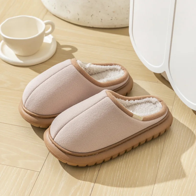 2024 New Women And Men Furry Home Slippers Platform Warm Plush Female Indoor Cotton Slides Winter Spring Couple Bedroom Shoes