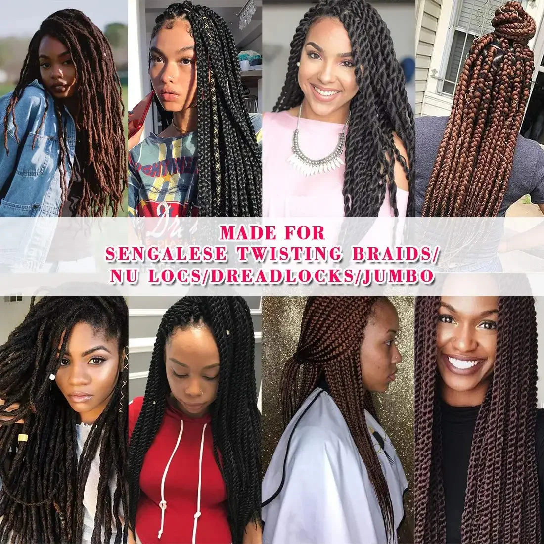 6 PCS Brazilian Wool Hair Extension For Women Kids African Yaki Synthetic  Senegalese Twist Faux Locs Jumbo Braiding Hair - AliExpress