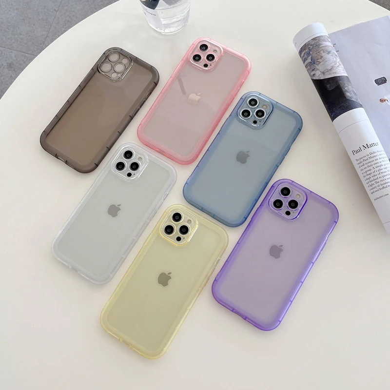 LITBOY Airbag Color Candy Lens Protection Phone Case For iPhone 11 12 13 Pro Max XS Max X XR Clear Soft Silicone Case Back Cover iphone 11 wallet case