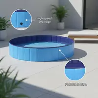 Piscine pliable pour animaux de compagnie, bleue, 62,99 x 62,99 x 11,81 pouces, PVC 2