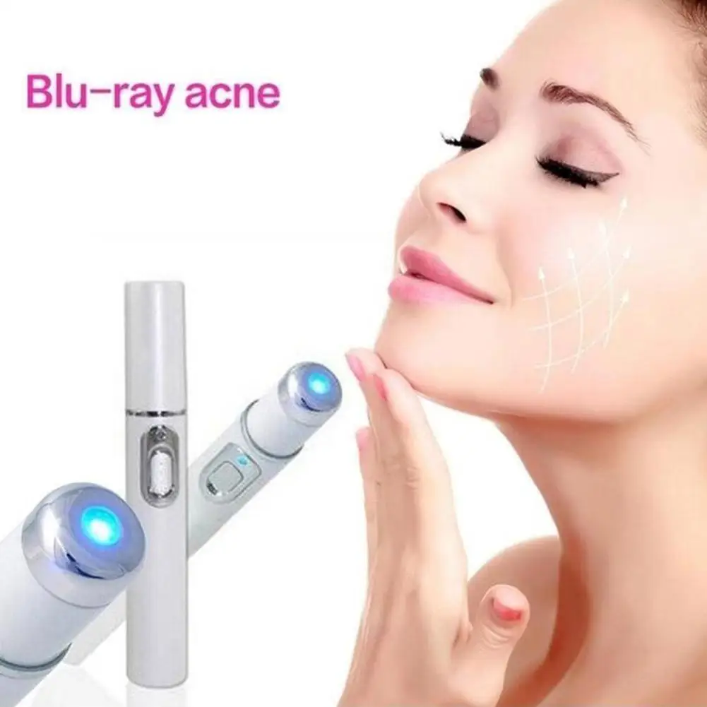 Blue Light Acne Pen Mini Blue Light Acne Pen Eye Massager Anti-Pouch Black Eye Massage Stick and Face Beautifying Instrument