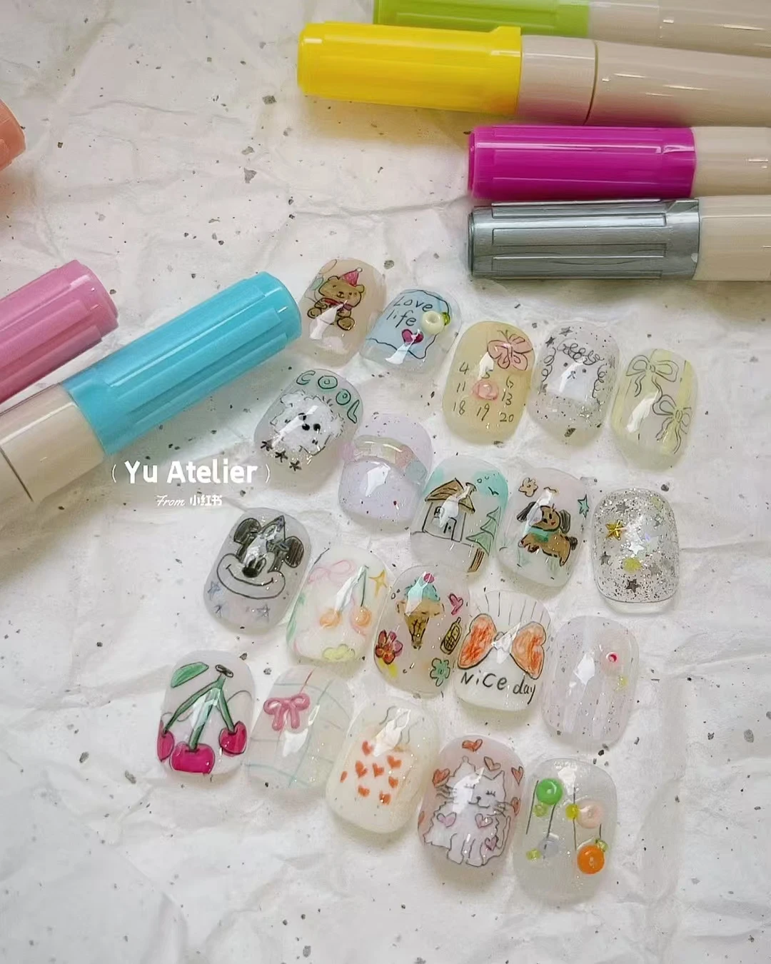 New Product Dina Candy Nail Art Painting Pen 12Colors Ins Wind Hand-painted Korean Cute Wind For Nail Shop Diy Art Tool Manicure