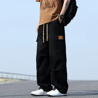Spring New Wide Leg Washing Jean Cargo Pants Men Street Trousers Neutral Solid Color Loose Casual Thin summer pants Big Size 8xl 2