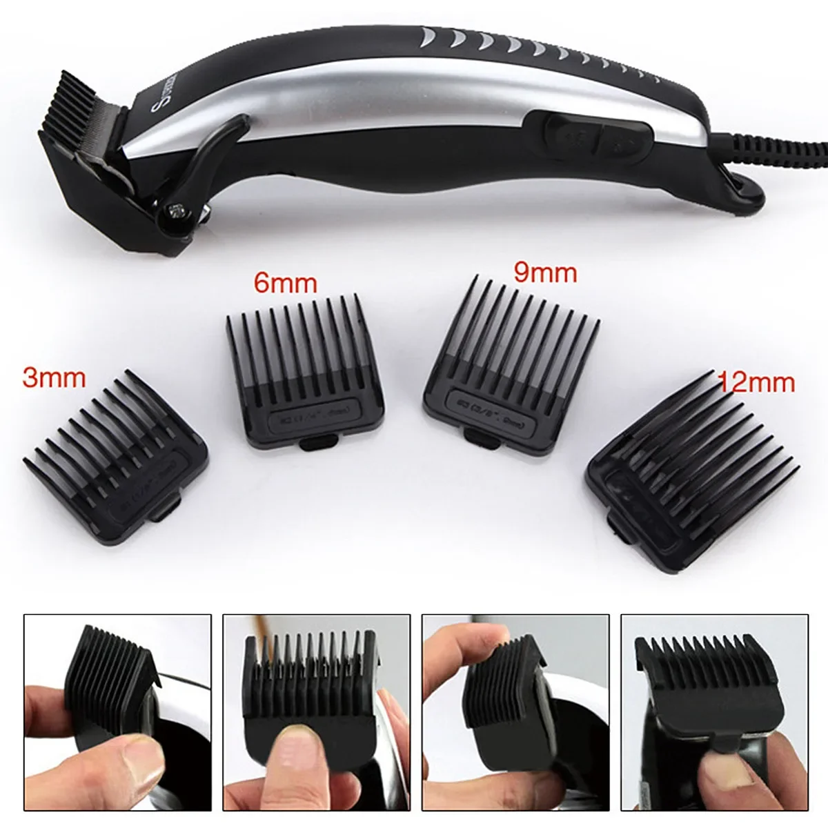 220V Professional Electric Hair Trimmer Hair Clippers Cutting for Kids Man Adult Anti Slip Set Scissor EU Plug 5