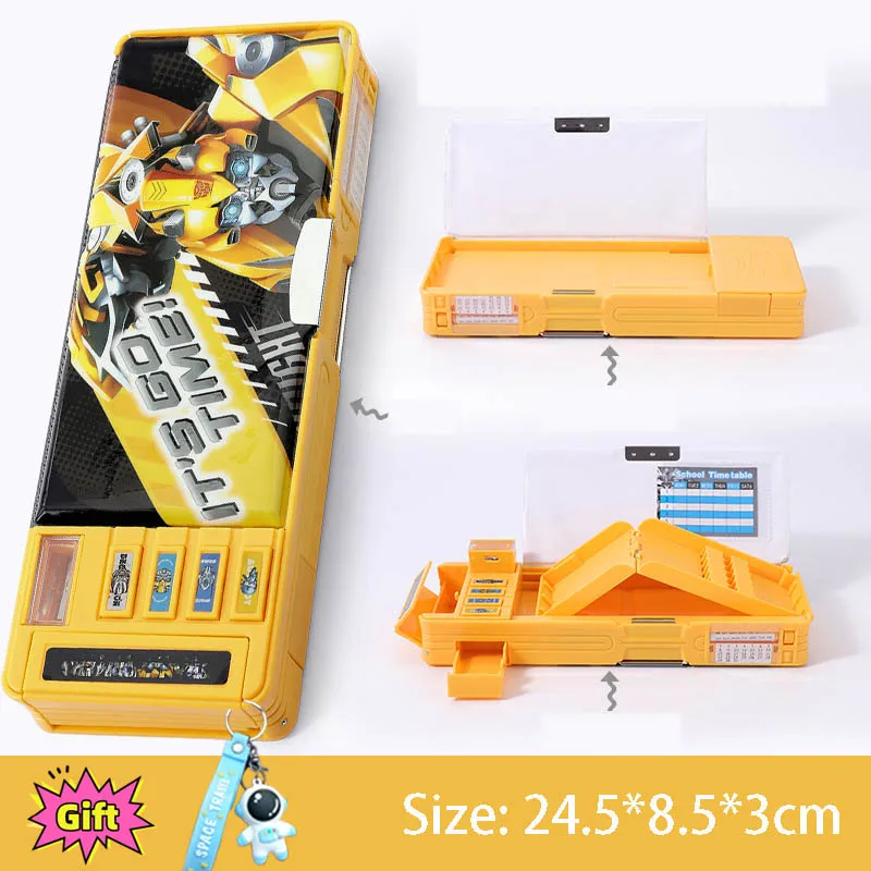 Transformers Stationery Box Multi functional Cute Multi layered Pencil Box Primary Secondary School Students Gift Children\'s Bag