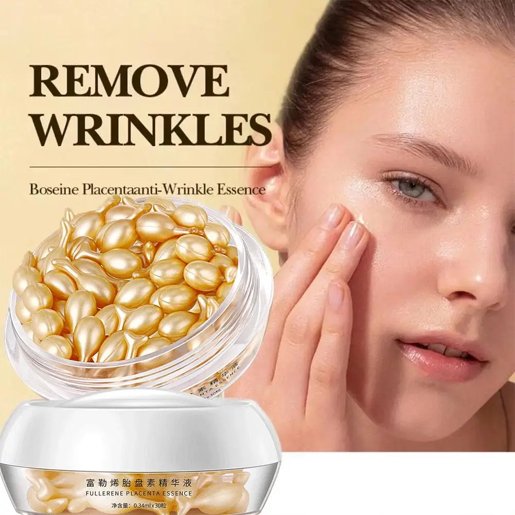 

30 капсул/1 коробка, коллагеновые капсулы для лица, Fullerene, увлажнение, отбеливание, омоложение, сыворотка для лица, плацента для кожи J1N8