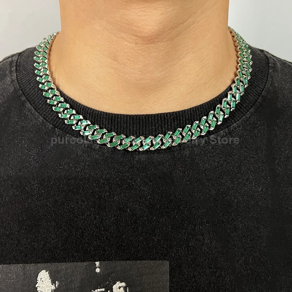 NEW 12mm Shiny Rhinestones Cuban Chain Choker for Men