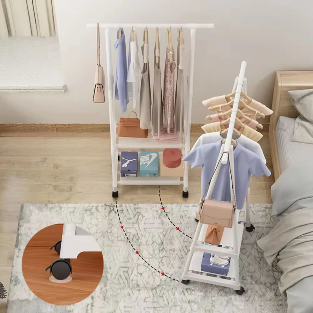 Clothes Rack Triangle Pulley With Wheels Hangers Floor-Standing Clothes Racks